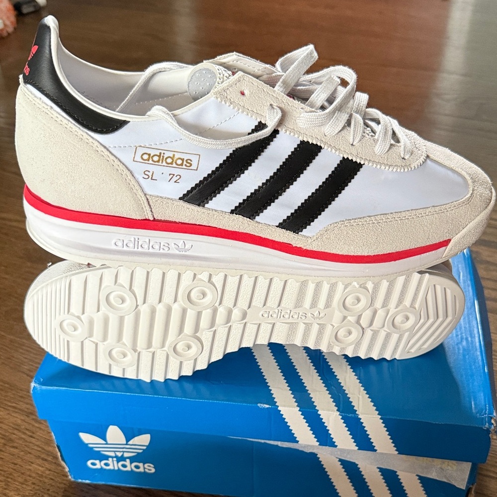 Adidas SL 72 RS White and Black with Red Trim
